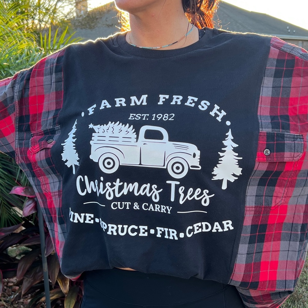 Farm Fresh Christmas Tree Flannel Rework - Picture 6 of 7